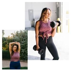 Zyia Active Tie Knot Athletic Tank Womens Medium Red Black Scoop Neck Top